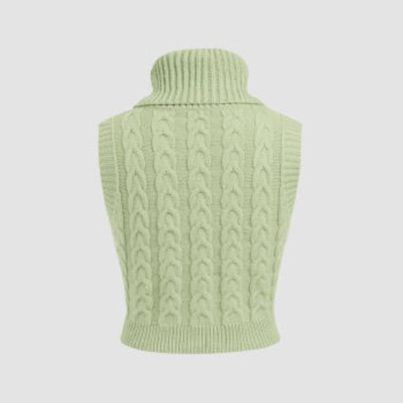 NWT High Neck Solid Cable Knit Vest - Picture 2 of 3